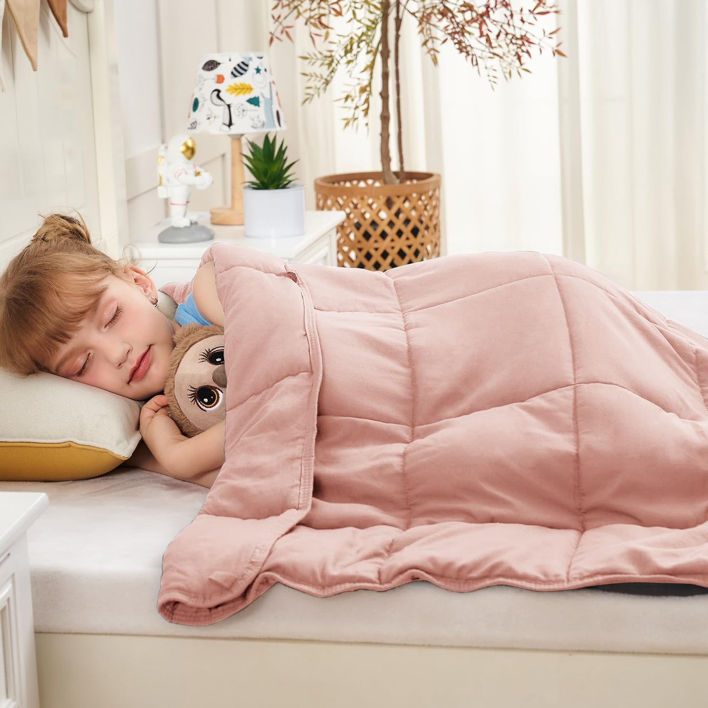 yescool Pink Weighted Blanket 5 Pounds Cooling Weighted Lap Blanket, Heavy Blanket for Sleeping, Weighted Throw Blanket Gifts for 40-60lbs, 36"x48"