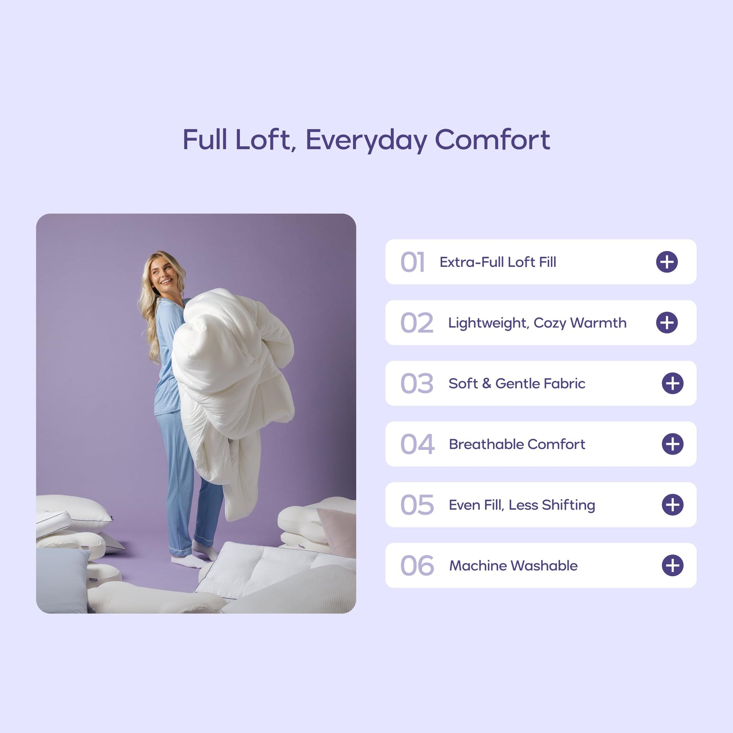 Mellow Marshmellow Comforter King/Cal King - Extra Fluffy Double-Stuffed Down Alternative Duvet Insert, All-Season Temperature-Balancing, Oeko-TEX Class I Fabric, Box-Stitch, Machine Washable