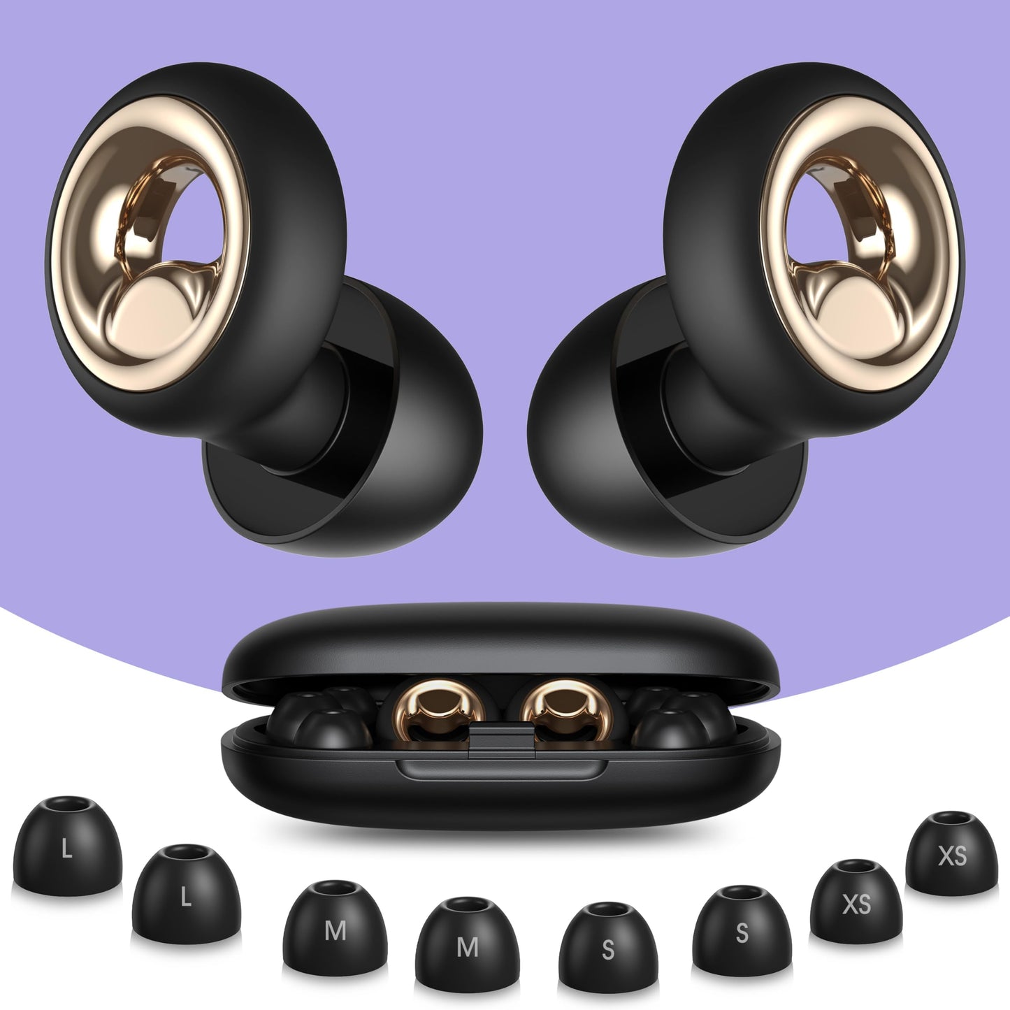 Vosaf Ear Plugs for Sleeping Noise Cancelling, 60dB Silicone Ear Plugs for Noise Reduction, Reusable Sleeping Earplugs for Snoring, Concert & Shooting Ear Protection with 8 Eartips(Charcoal)