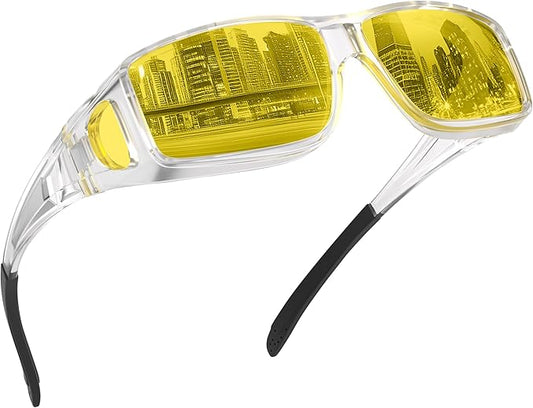 Night Driving Glasses for Men Women Anti Glare Polarized Fit Over Night Vision glasses
