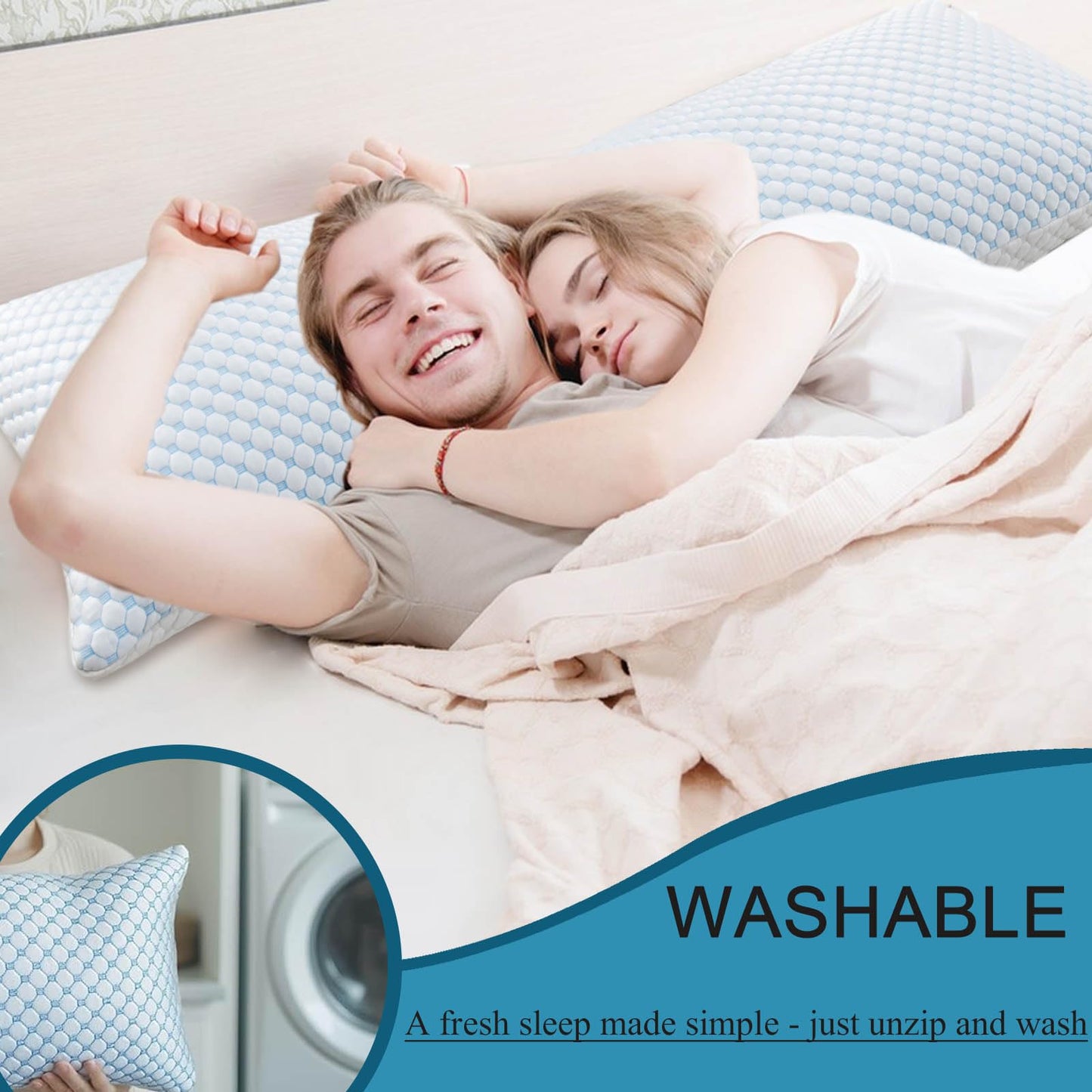 Mooppom Cooling Pillows for Sleeping, Shredded Memory Foam Cooling Pillow for Hot Sleepers, Adjustable Cool Bed Pillows for Side Back Stomach Sleepers(Queen)