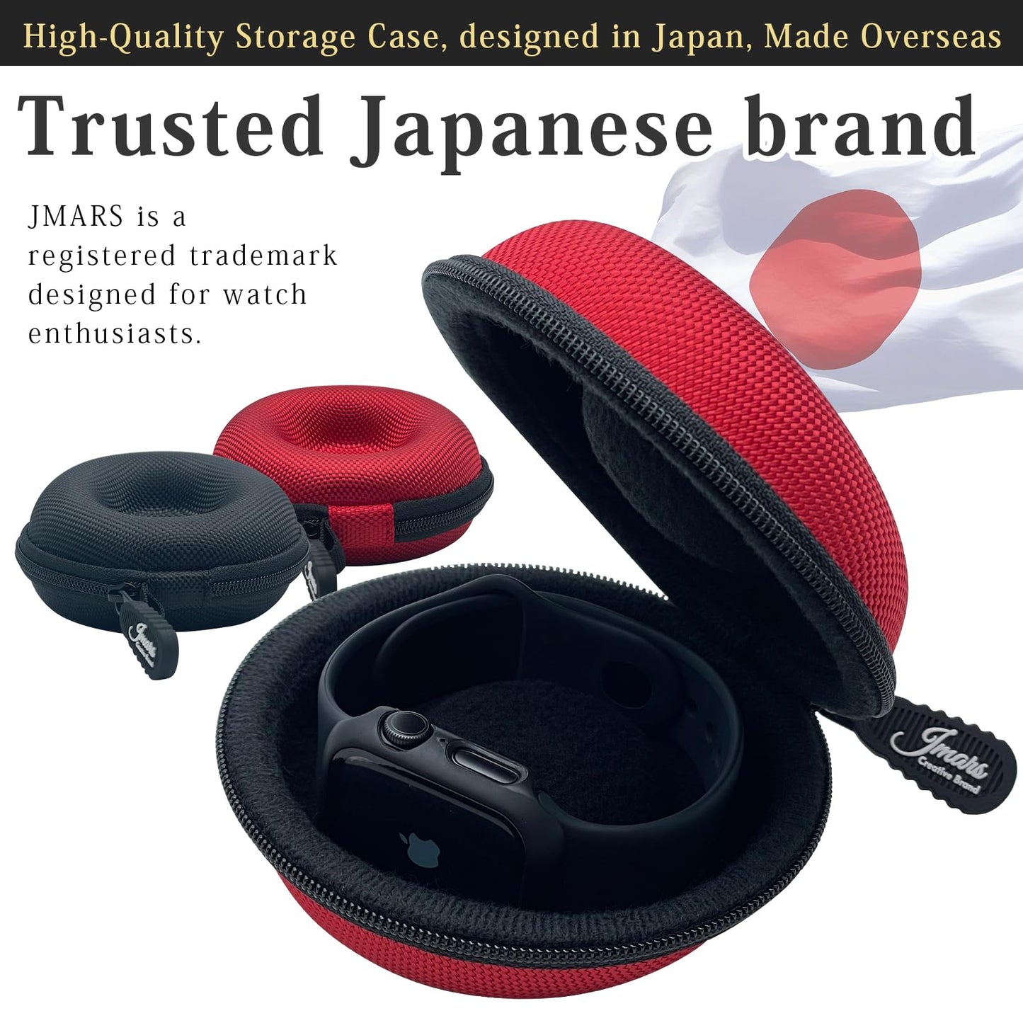 JMARS Watch Travel Case, Shock-Tested Single Watch Case for Wristwatches & Smart Watches, Red