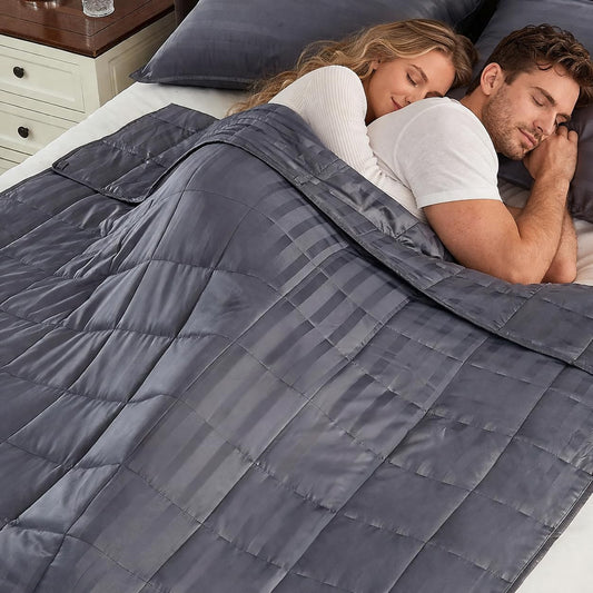 anfie Weighted Blanket King Size for Adults (80"x87" 20lbs Stripe Grey),Cooling Heavy Blanket for Sleeping Perfect for 190-210 lbs, Breathable Blanket for Adults & Couple All Season, Machine Washable