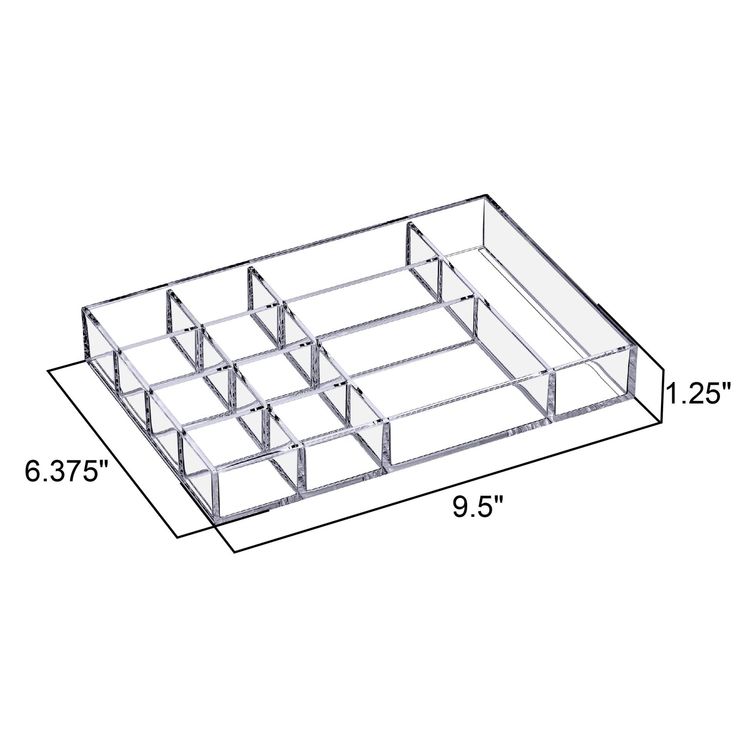 Amazing Abby - Jewel - 2-Pack Acrylic Jewelry Organizer, Plastic Jewelry Tray, Jewelry Case, Trinket Tray, Ring Holder, Perfect Storage Solution for Necklaces, Bracelets, Rings, and More