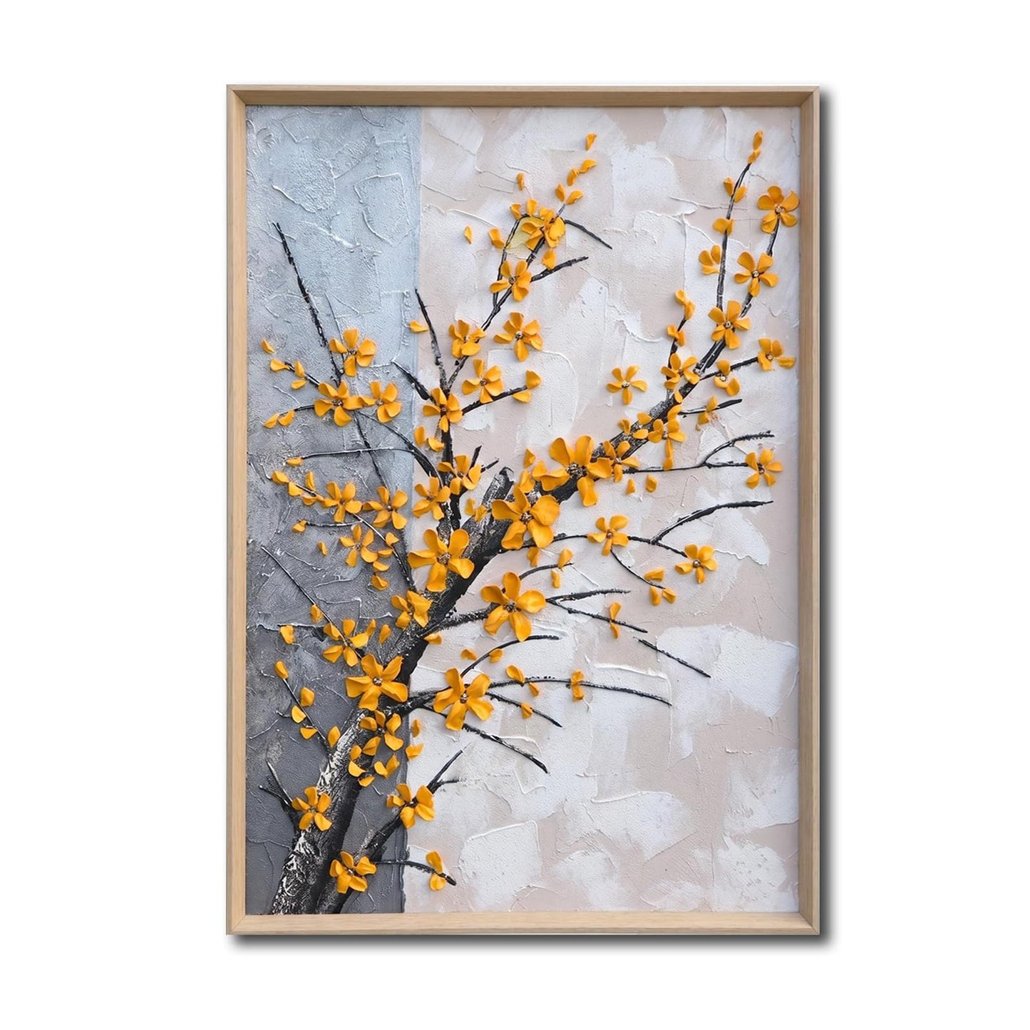 Hand Painted Plum Plossom Flower Canvas Wall Art for Living Room
