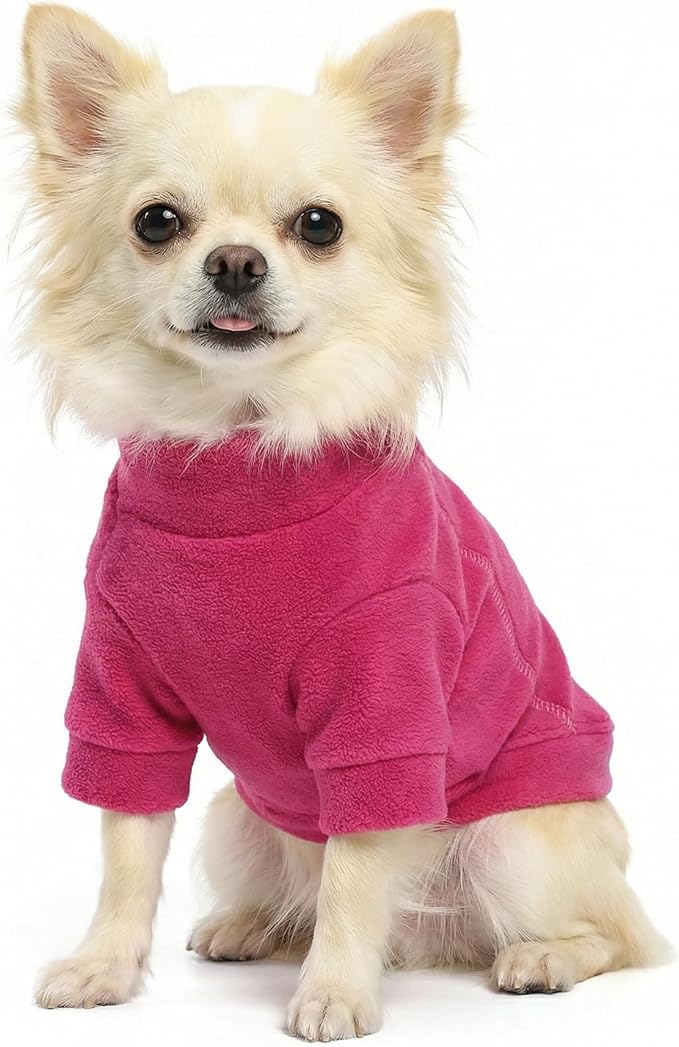 Fitwarm 3 Pack Classic Fleece Sweatshirt for Small Dogs and Cats, Pullover Jumper in Pink, Rose and Baby Pink