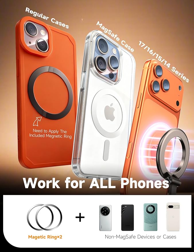 Vacuum Magnetic Phone Holders for Your Car [105+LBS Suction & 3800gf Magnetic] 360° Adjustable Magsafe Car Phone Holder Mount for iPhone 17 16 15 14 13 12 Series & Android, Pure Zinc Alloy