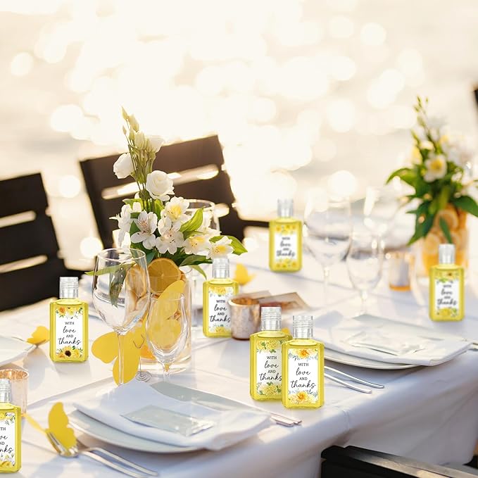 50 Pcs Golden Flower Mini Hand Sanitizer Bulk Thank You Gift Favors Small Hand Sanitizer for Guest 1fl oz Travel Size Hand Soap Gift for Wedding and Baby Shower Supplies
