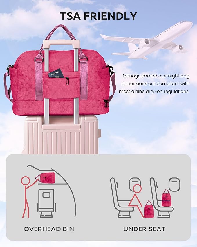 Vogewood Birthday Gifts for 3 4 5 6 7 8 9 10 11 12 13 Year Old Girls-Initial Travel Bag with Shoe Compartment, Weekender Bag, Overnight Bag for Women, Letter Travel Bag with Makeup Bag (Letter L)