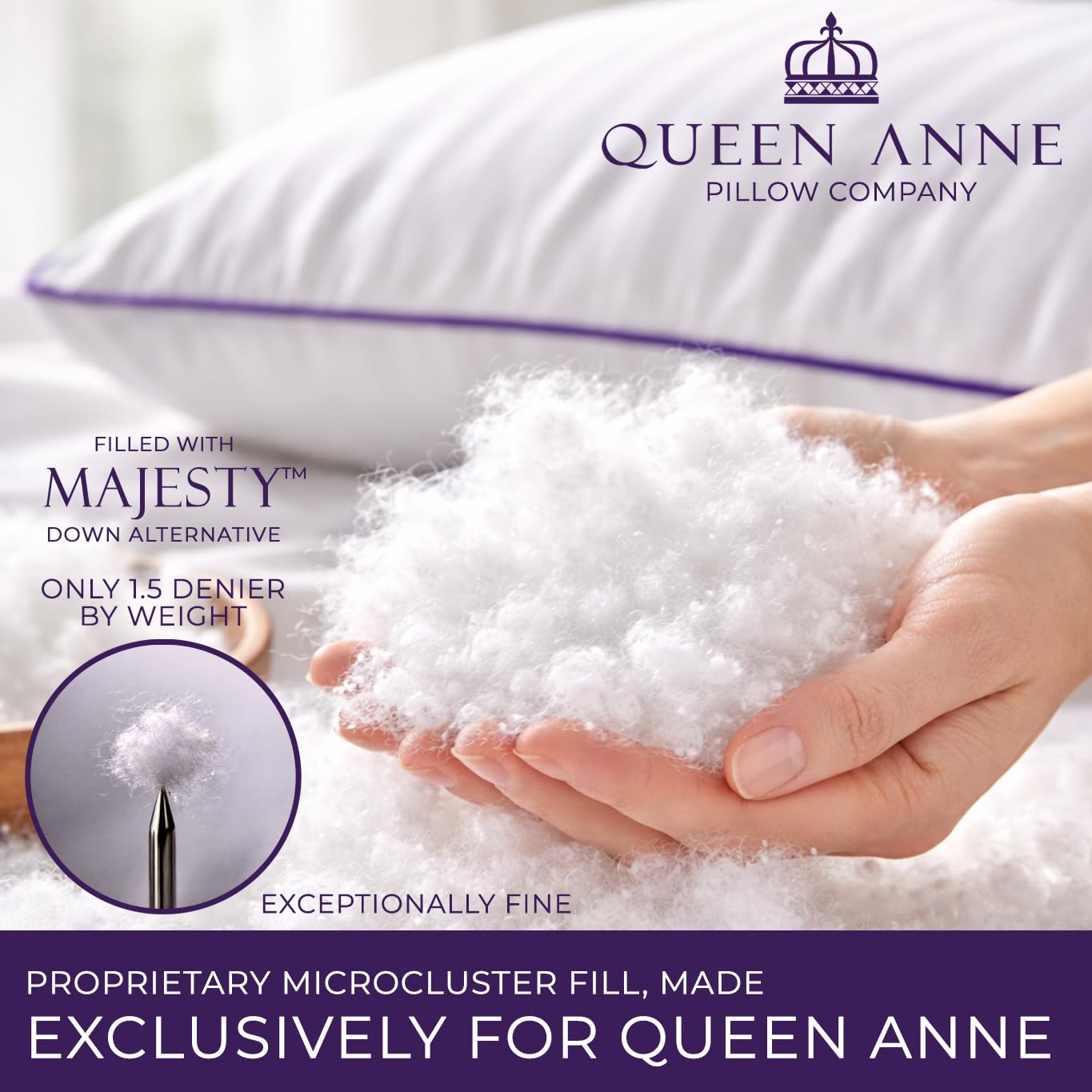 Queen Anne Hotel Pillows King Size Bed Pillows for Sleeping, Set of 2 – Adjustable Luxury Down Alternative for Side & Back Sleepers, Medium Support, Cooling, Hypoallergenic, Made in USA