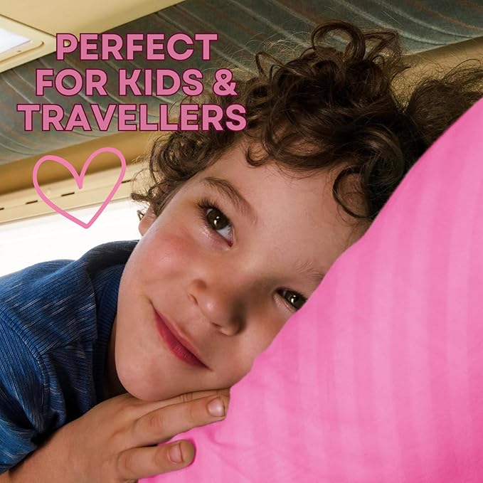 kinder Fluff Children Pillow (2-Pack) 13x18in– The Only 300TC Soft Cotton Pillow with Down Alternative Fill – Hypoallergenic, Machine Washable & Perfect for Kids 2+ Years- Pink- S