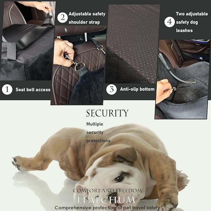 Lealchum Dog Booster Car Seat for Small/Medium Dogs,6in Elevated Cushion,Fully Detachable and Washable,2 Storage Pockets & 3 Straps,Fits in Front/Back Seat,Easy to Install (Green,Medium)