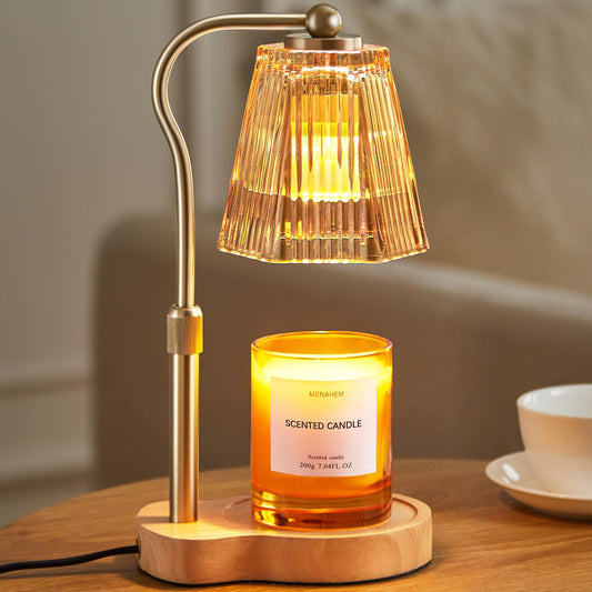 AODHGR Candle Warmer Lamp with Timer Dimmable, Flameless Scented Wax Melter for Jar Candles, Adjustable Height Home Decor Night Light, Birthday Gift for Women Mom Friend Families Housewarming, Amber