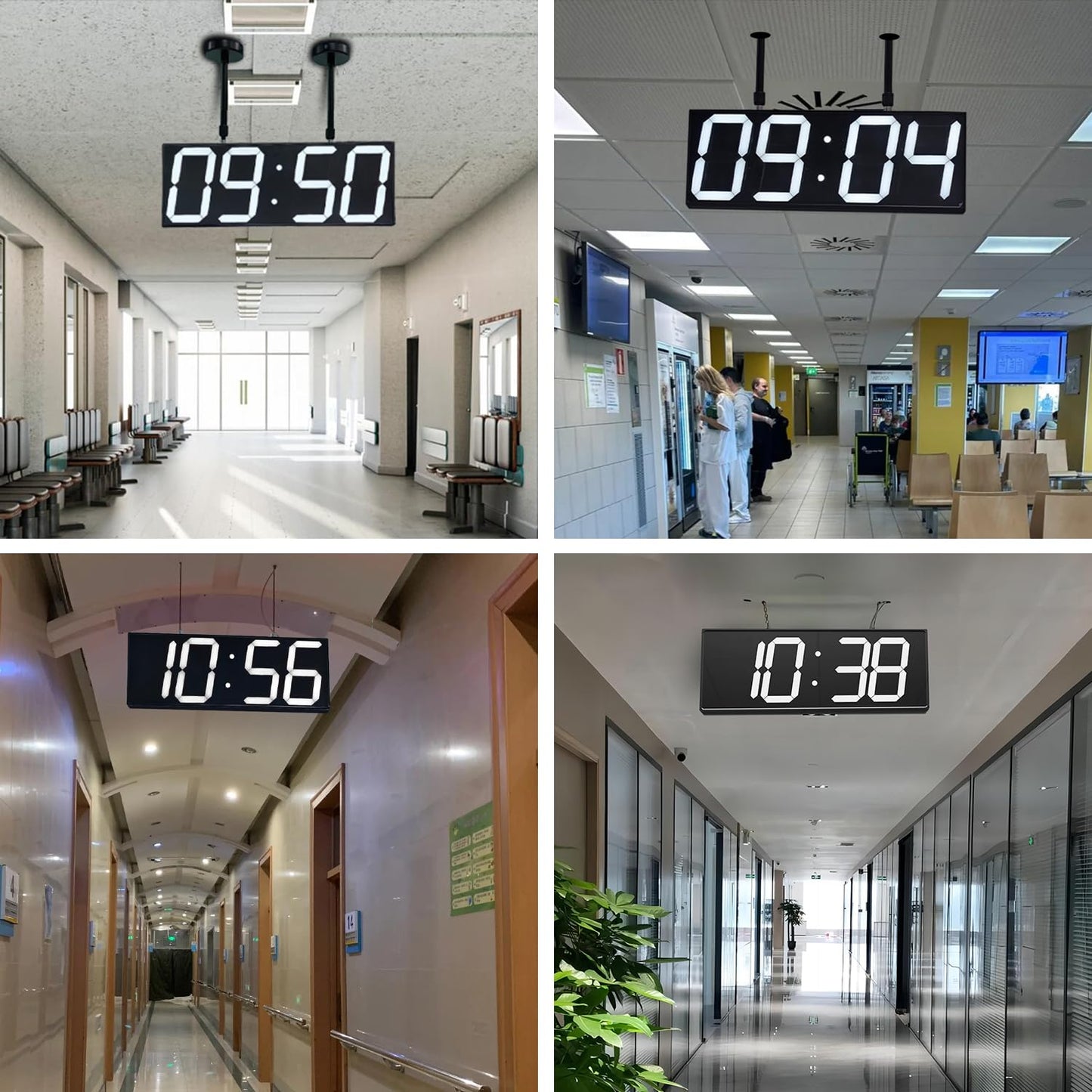 CHKOSDA Digital Wall Clock with Double Sided Display, Large Digital Clock with Timer,Alarm,Temperature and Date,Two Faced Hanging Digital Clock Large Display for Multiple Public Places(White)