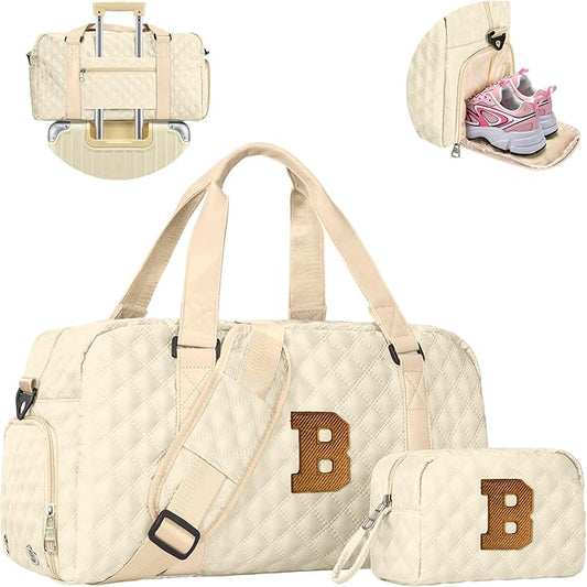 Elilier Carry on Bag Girls, Birthday Gifts Teen Girl Gift, Initial Travel Duffel Bag, Overnight Bag Girlfriend Birthday Kids Gifts, Gifts for Women, Mom, Sister, Teacher, Teen Girls