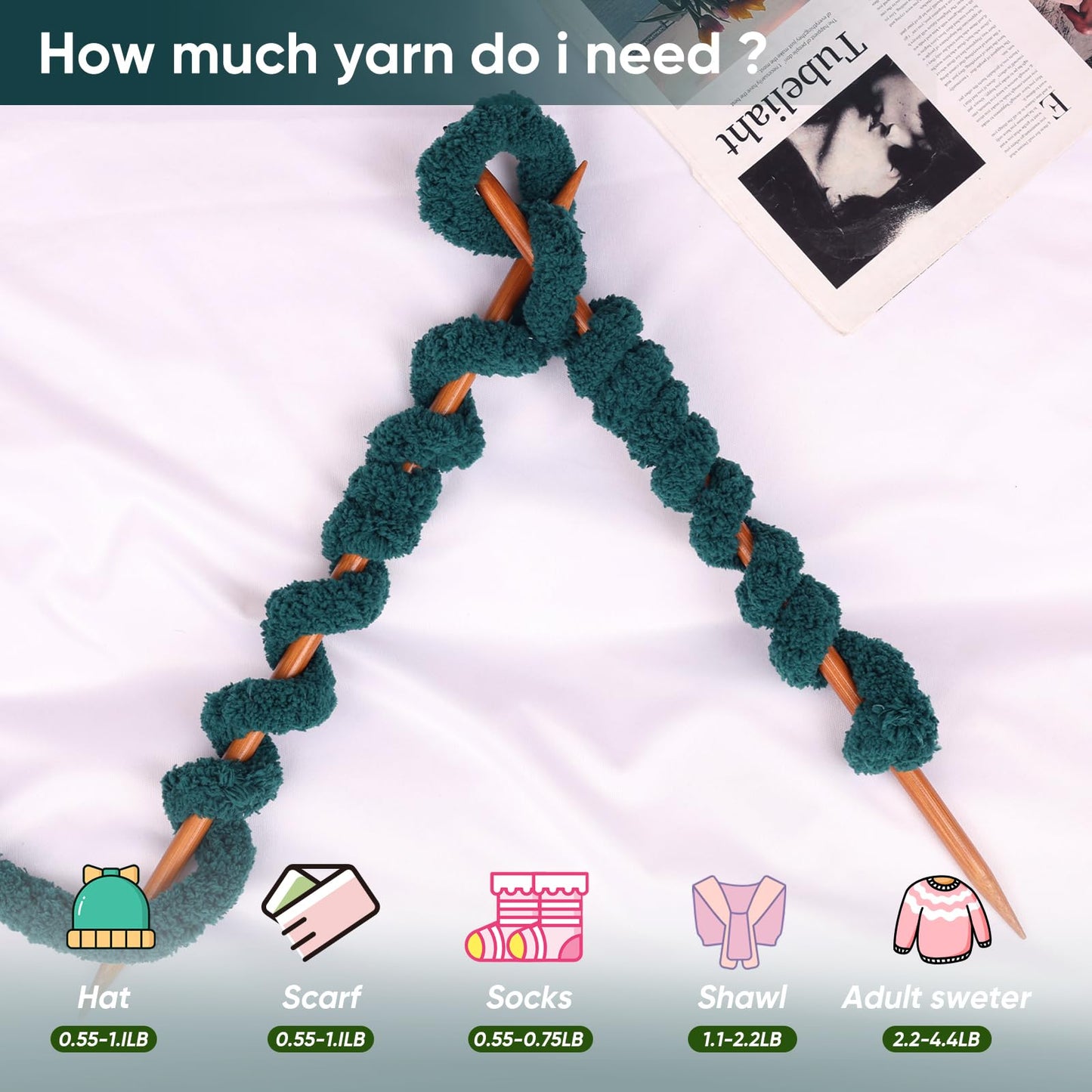 8 Packs Jumbo Chunky Chenille Yarn - 1820g(64oz) 254 Yards (761ft) Bulky Yarn - Chunky Yarn for Hand Knitting Blanket,Cushions, Pet Bed - Soft and Durable(Dark Green)