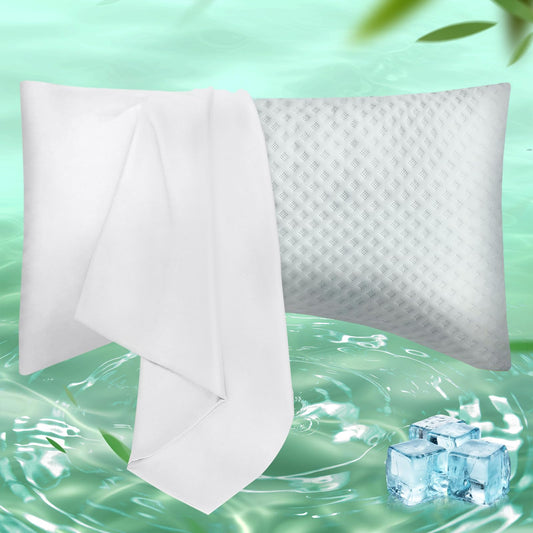Curved Pillow Case King Size, Side Sleeper Pillow Cases Cover Cooling Rayon Derived from Bamboo with Zipper for hot Sleepers Hair and Skin, Breathable Silky Soft Pillowcase 1 Pack 20 * 36 Inches