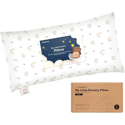 Toddler Pillow with Pillowcase - 10x18 My Little Dreamy Kids Travel Bed Pillows for Sleeping, Organic Cotton Small Pillowcase, Soft & Breathable, Machine Washable, Toddlers 2-5 years old (Nibbles)