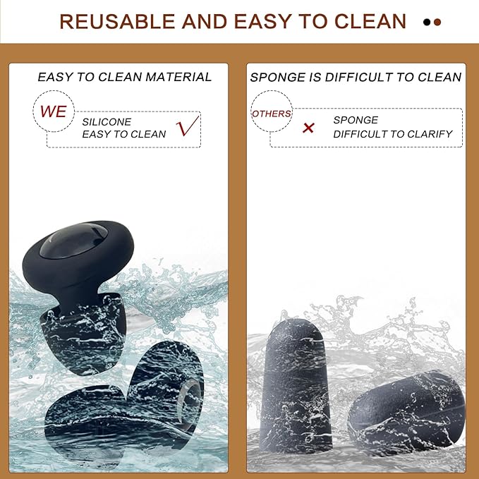 Sleeping Noise Cancelling Ear Plugs - Soft Silicone for Side Sleepers, 32dB Reusable Noise Reduction: Hearing Protection for Concerts & Travel