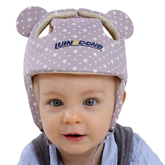 Baby Infant Helmet Toddler Headguard Head Protective Cushion Cute Children Adjustable Helmet Hat Harnesses Cap Kid Child Crawl Walk Playing (Gray Star)