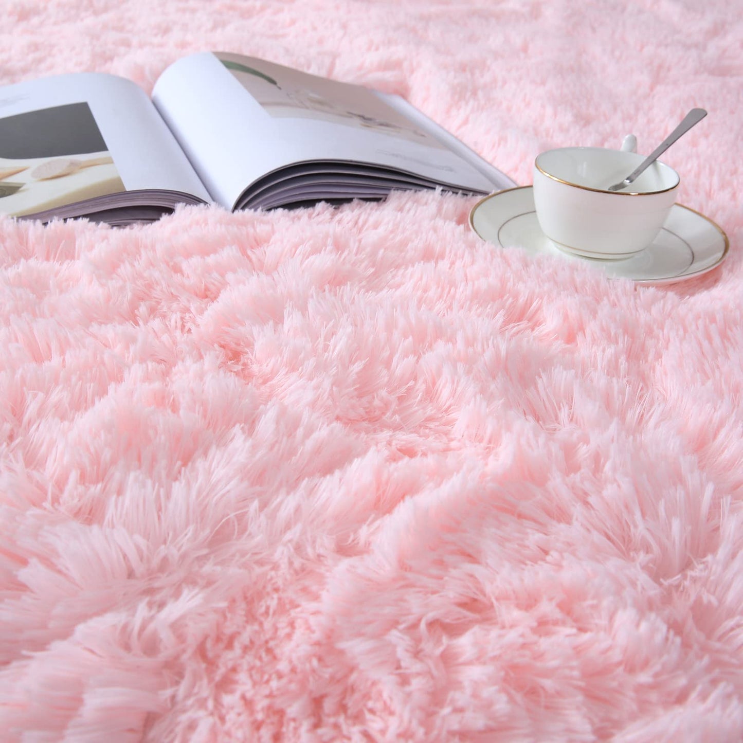 Pink Rug for Girls Bedroom 5x7: Ultra Soft Faux Fur Shag Rugs for Living Room,Modern Indoor Plush Fuzzy Carpets for Kids Nursery Dorm Room Decor