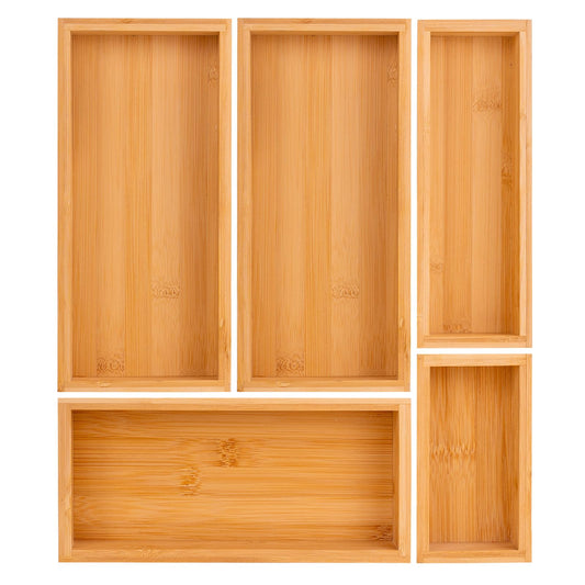 Teicui bamboo drawer organizer Set,expandable drawer dividers,wooden storage organizers,drawer organizers for kitchen, bathroom,flatware,Tea Bag Organizer (1 X 5PCS Natural)