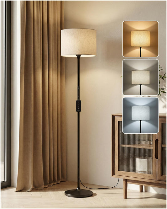Honeywell F3 Sunturalux™ LED Floor Lamp, CRI≥92 Eye-Care Standing Lamp, Remote & Touch Control, 2700K-5700K Dimmable Tall Lamp with Magnetic Fabric Shade for Living Room Bedroom