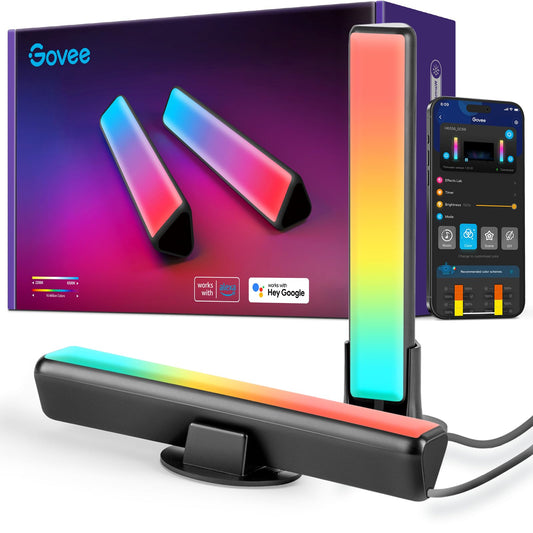 Govee Smart LED Light Bars, Work with Alexa and Google Assistant, RGBICWW WiFi TV Backlights with Scene and Music Modes for Gaming, PC, Living Room Decoration, Black