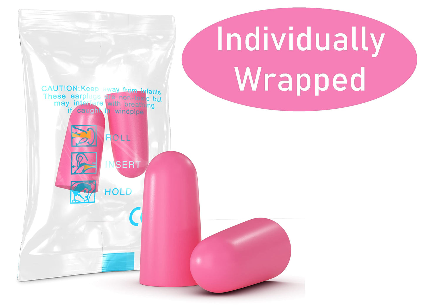 Quality Pink Foam Earplugs - 200 Pairs of Comfortable Ear Plugs for Sleeping, Snoring, & Work - Designed for Small Ear Canals; Women, Kids, or Children - Individually Wrapped & Disposable - NRR 30 dB