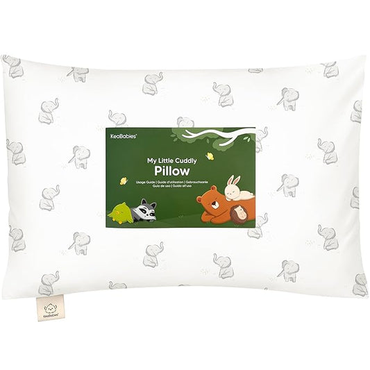 Toddler Pillow with Pillowcase - 13x18 My Little Cuddly Pillow, Viscose Derived From Bamboo Nursery Toddler Pillows for Sleeping,Kids Pillow,Small Travel Pillows,Mini Toddler Bed Pillow (Elly)