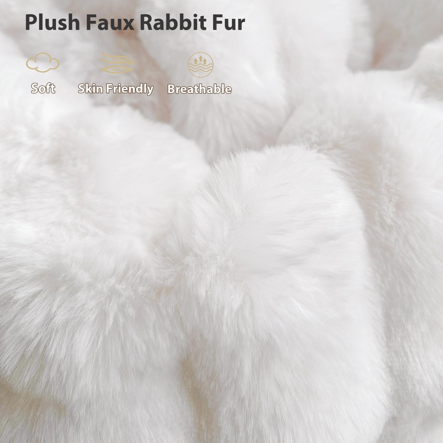 LIFEREVO Fluffy Faux Rabbit Fur Body Pillow Cover, Luxury Bubble Waffle Shaggy Plush Bed Body Pillowcase with Zipper Closure, Long 20"x54" Fuzzy Furry Pillow Case for Adults Kids Girls Teens, White