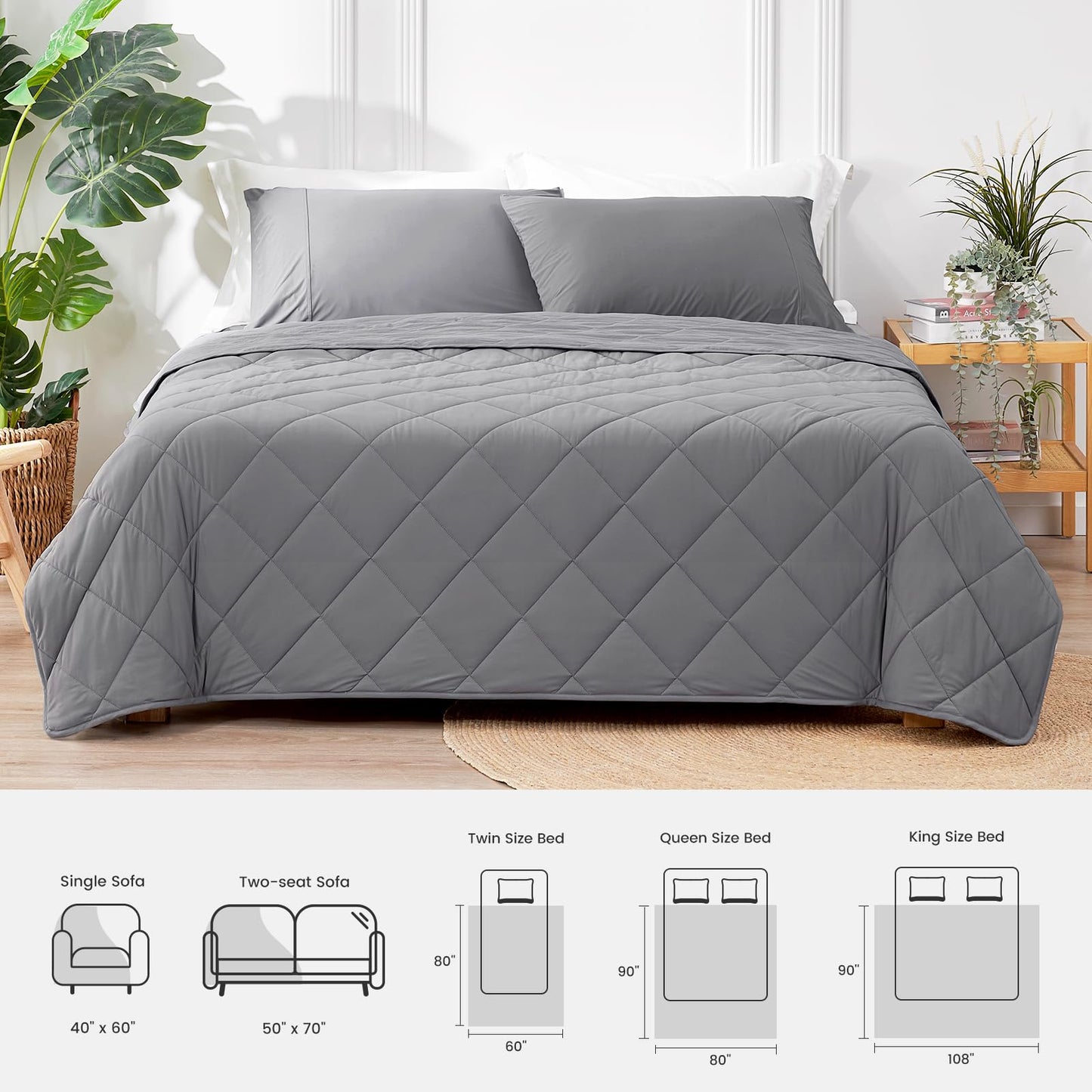Cozy Bliss Cooling Throw Blanket for Hot Sleepers 50"x70", Q-Max 0.45 Cooling Comfort, Cold Blankets for Night Sweats Sleeping, Ultra-Cool Lightweight Breathable Blanket for Couch Bed, Glacial Grey