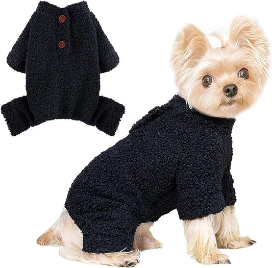 Dog Sweaters for Small Dogs Winter Dog Pajamas Sized Dogs Boy Girl Fleece Pet Clothes Puppy Outfit 4 Legs Jumpsuits for Chihuahua Yorkie Cat Apparel (Blue, XX-Small)