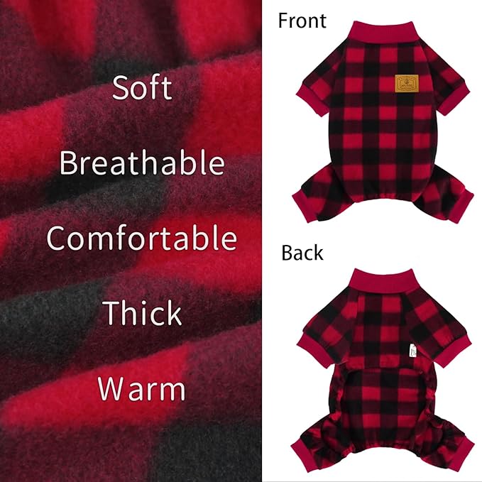 XPUDAC Dog Christmas Pajamas Plaid Doggie Clothes for Small Medium Dogs Girl Boy Fleece Dog Sweater for Winter Christmas(X-Large)
