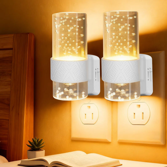 LITALAR Night Light Plug into Wall - 2 Pack LED Nightlight with Dusk to Dawn Sensor 0-100LM Brightness Dimmable Lights for Bedroom Bathroom Hallway (Soft White 3000K)