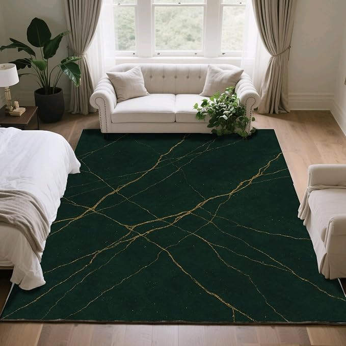 Luxury Marble Rug - 5x7 Area Rugs, Abstract Marble Rug, Modern Art Bedroom Rugs, Washable & Non Slip Carpet Home Decor