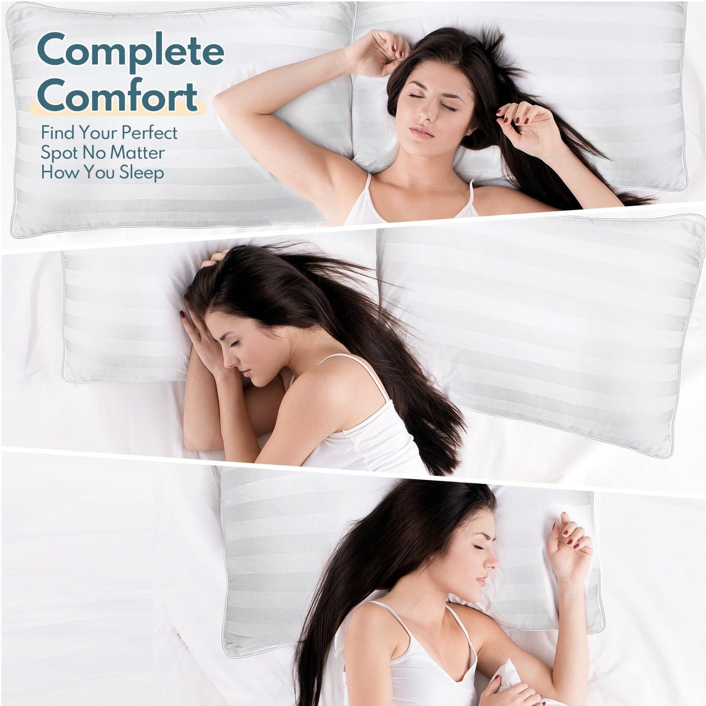 HEYCUZI King Size Bed Pillows Set of 2 - Breathable Premium Down Alternative Pillows for Side, Back, and Stomach Sleepers Hotel Quality Fluffy Soft Cooling Microfiber Fill Skin-Friendly