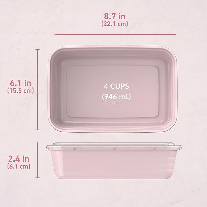 Bentgo Prep - 20-Piece 1-Compartment Reusable Meal Prep Containers with Lids, PFAS & BPA Free Materials, Durable, Microwave, Freezer, & Dishwasher Safe To Go Food Storage (Blush Pink)