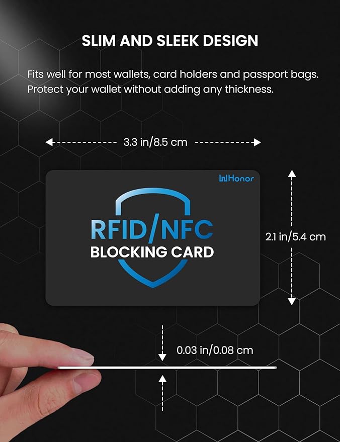 WHonor RFID Blocking Card 6 Pack, Bank Debit Credit Card Protector, Anti-Theft Contactless NFC Blocker, Entire Wallet Protection