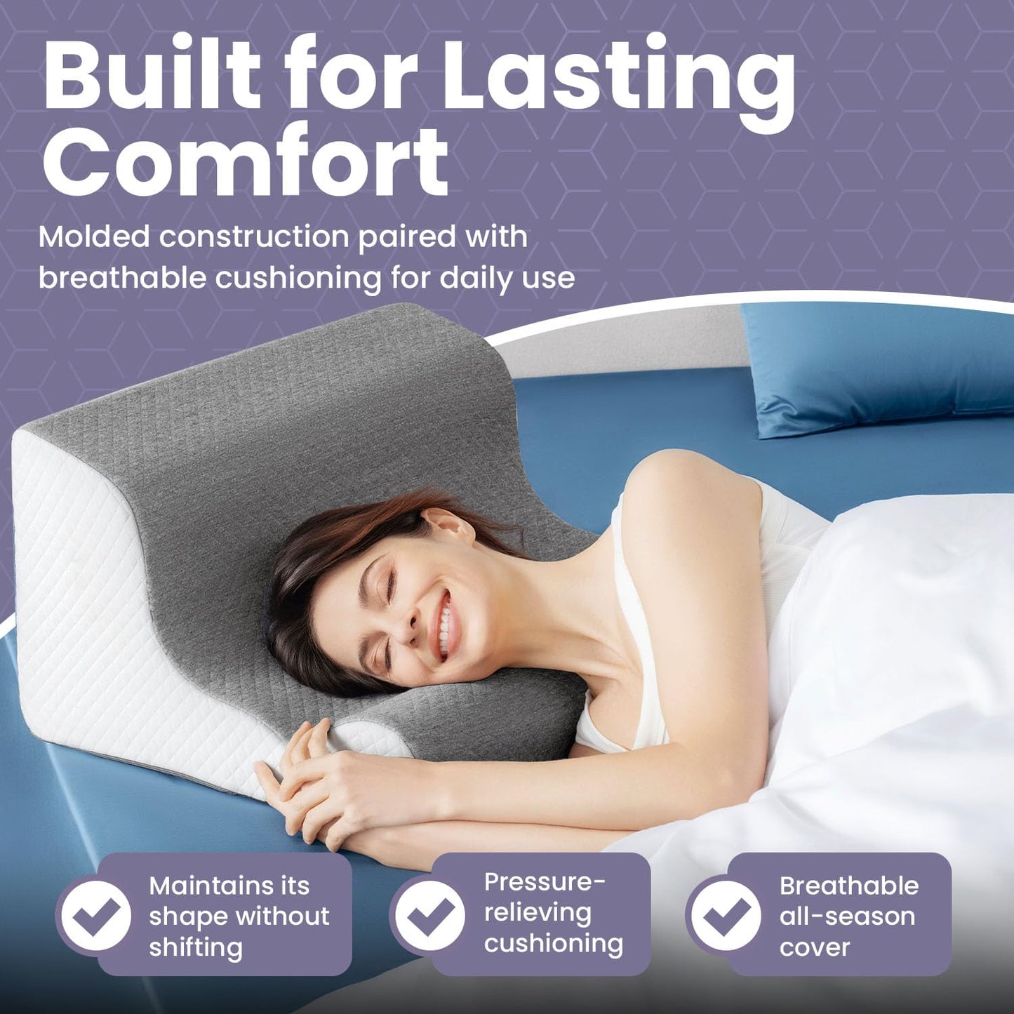 Zerora Reading Pillow for Sitting Up in Bed Rest, Lumbar Neck Support Pillow with Back Support, Home Bedroom Sofa Dorm Essentials for Sleeping Reading Gaming Foot Rest Floor Chair Cushion (Grey)
