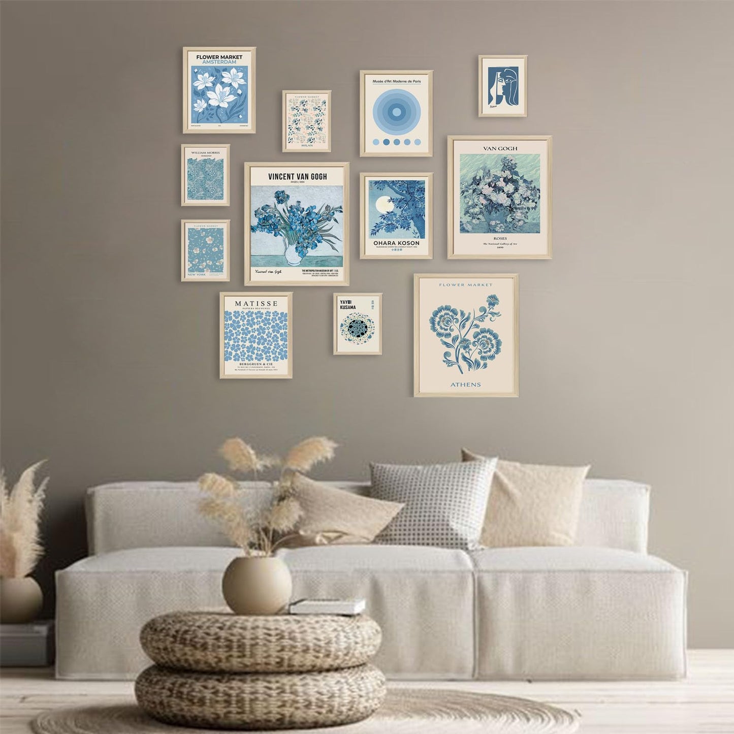 Aroutde Light Blue Wall Art Matisse Modern Wall Decor Coquette Aesthetic Blue Pictures Canvas Gallery Prints For Living Room Bedroon Dorm Set of 12 (Unframed)