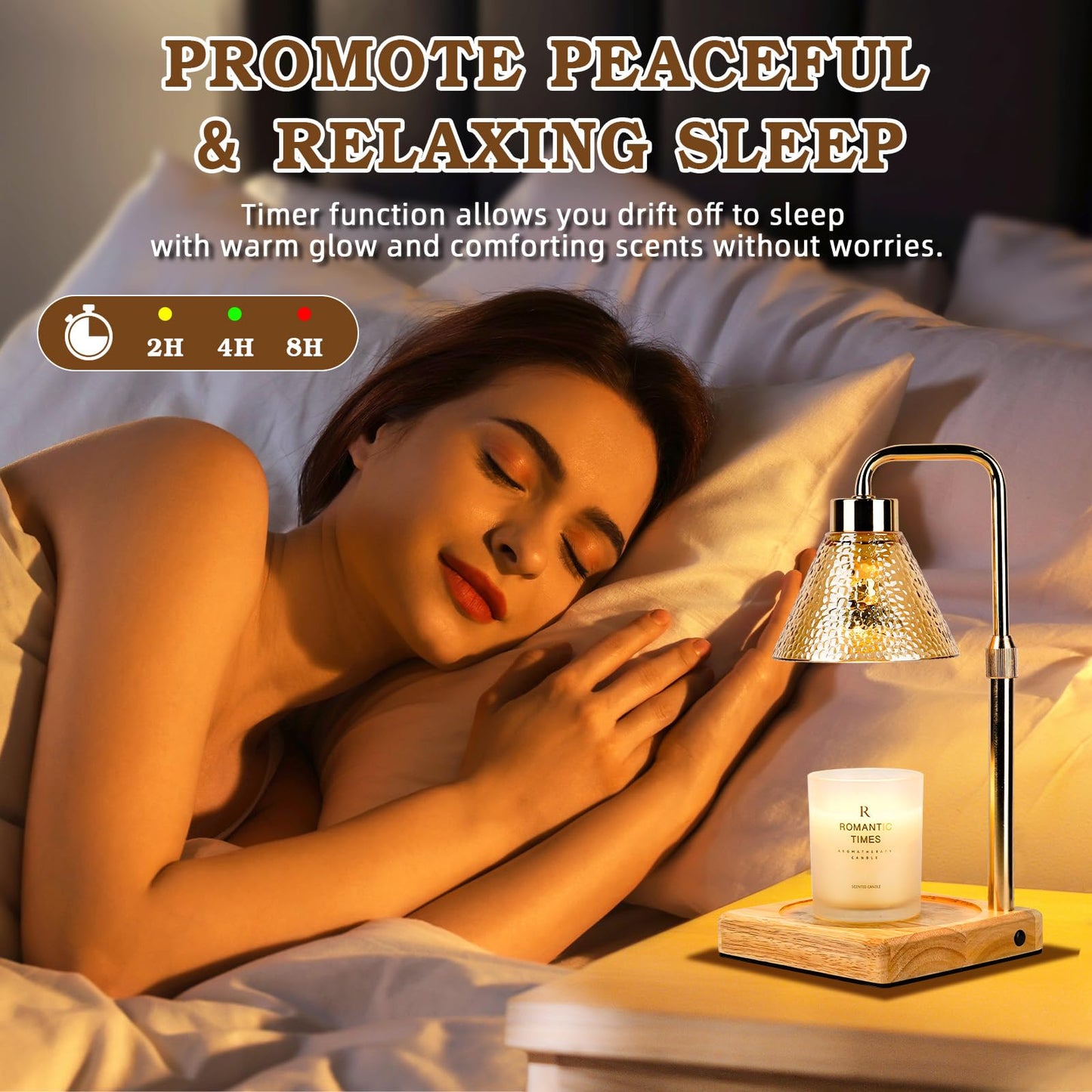 Funistree Modern Candle Warmer Lamp, Dimmable Candle Lamp Warmer with Timer, Mothers Day Birthday Gifts for Women Who Have Everything, Adjustable Men's Candle Lamp, Cozy Living Room Bedroom Decor