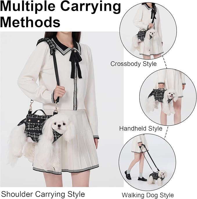 Wakytu Dog Lift Harness Dog Carrier Dog VES Harness Adjustable Dog Leash with Small Puppy Treat Bag（Black,S）