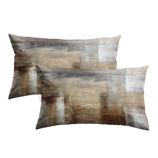Britimes Throw Pillow Covers Modern Home Art Decor, 12 x 20 Inches Set of 2 Pillow Cases Decorative, Abstract Oil Painting Pillowcases for Bedroom, Living Room, Taupe Tan Grey Brown Beige