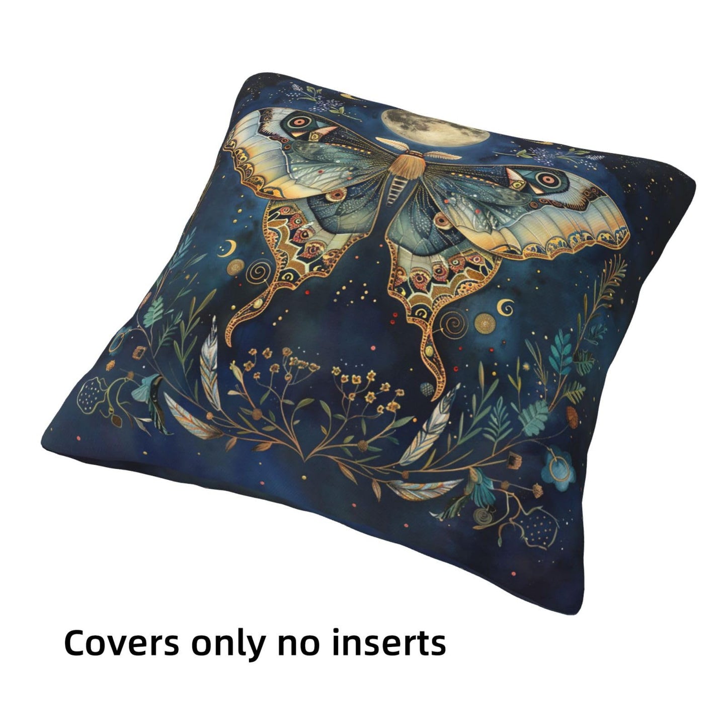 Tropical Flowers Butterflies Pillows Cover Set of 4 Moon Phase Moth Decor Throw Pillow Covers Goth Pillowcase Cushion Case Boho Leaves Pillow Decorative for Couch Sofa Home Office Outdoors 16x16 Inch