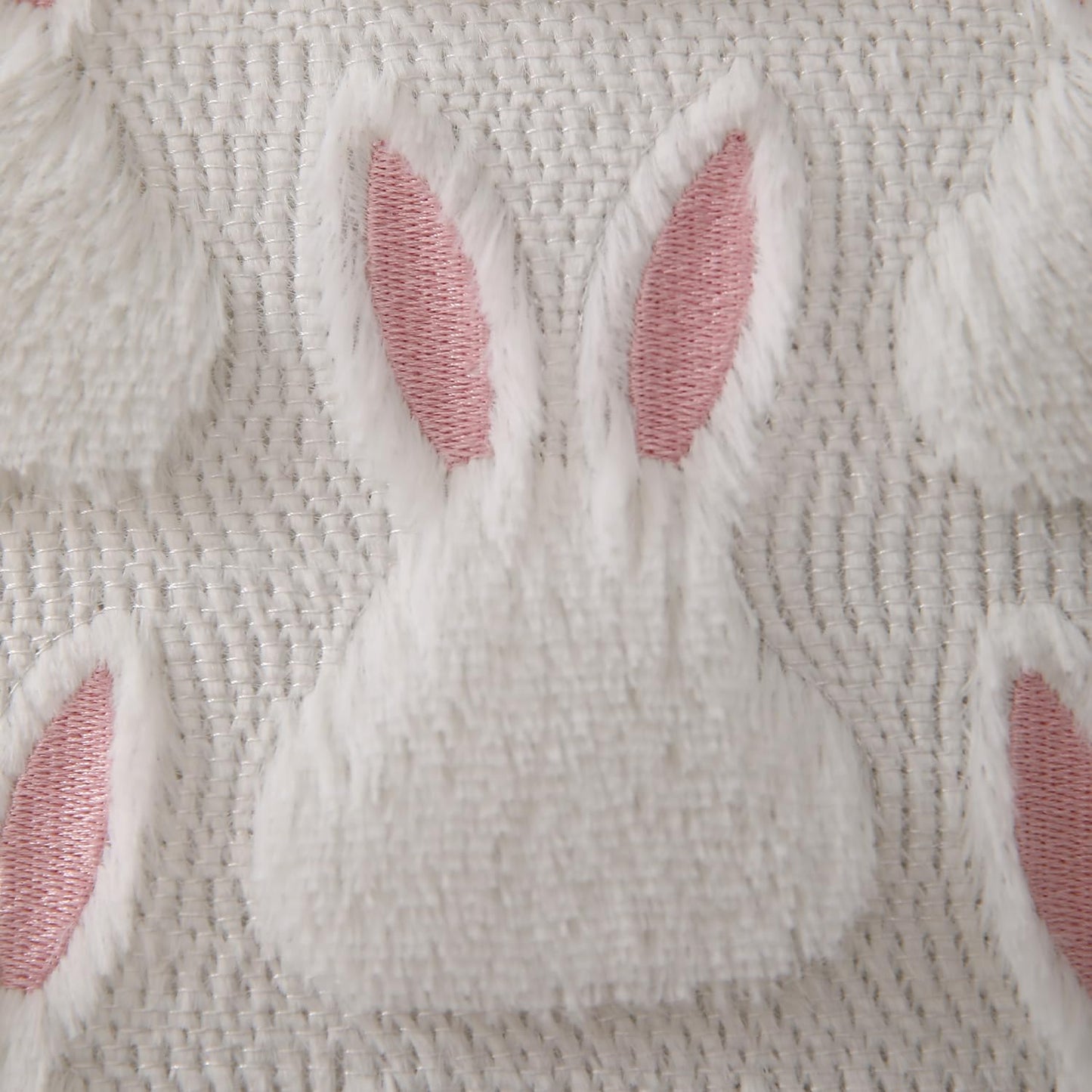DFXSZ Easter Pillow Covers 16x16 inch Set of 2 Easter Decorations Pink Ears White Rabbit Soft Plush Faux Fur Jacquard Throw Pillows for Bedroom Sofa Holiday Festivals Home Decor FHJ-07D16