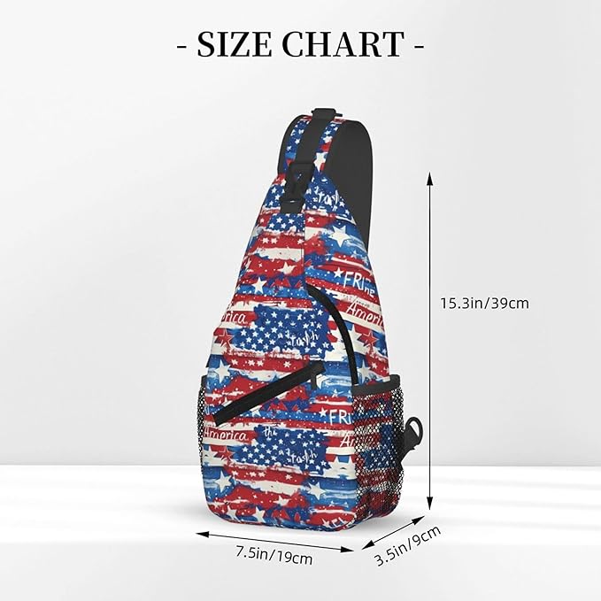 GJXFLSY American Flag Sling Backpack Crossbody Bag Casual Chest Bags Travel Hiking Daypack Shoulder Bag for Women Men