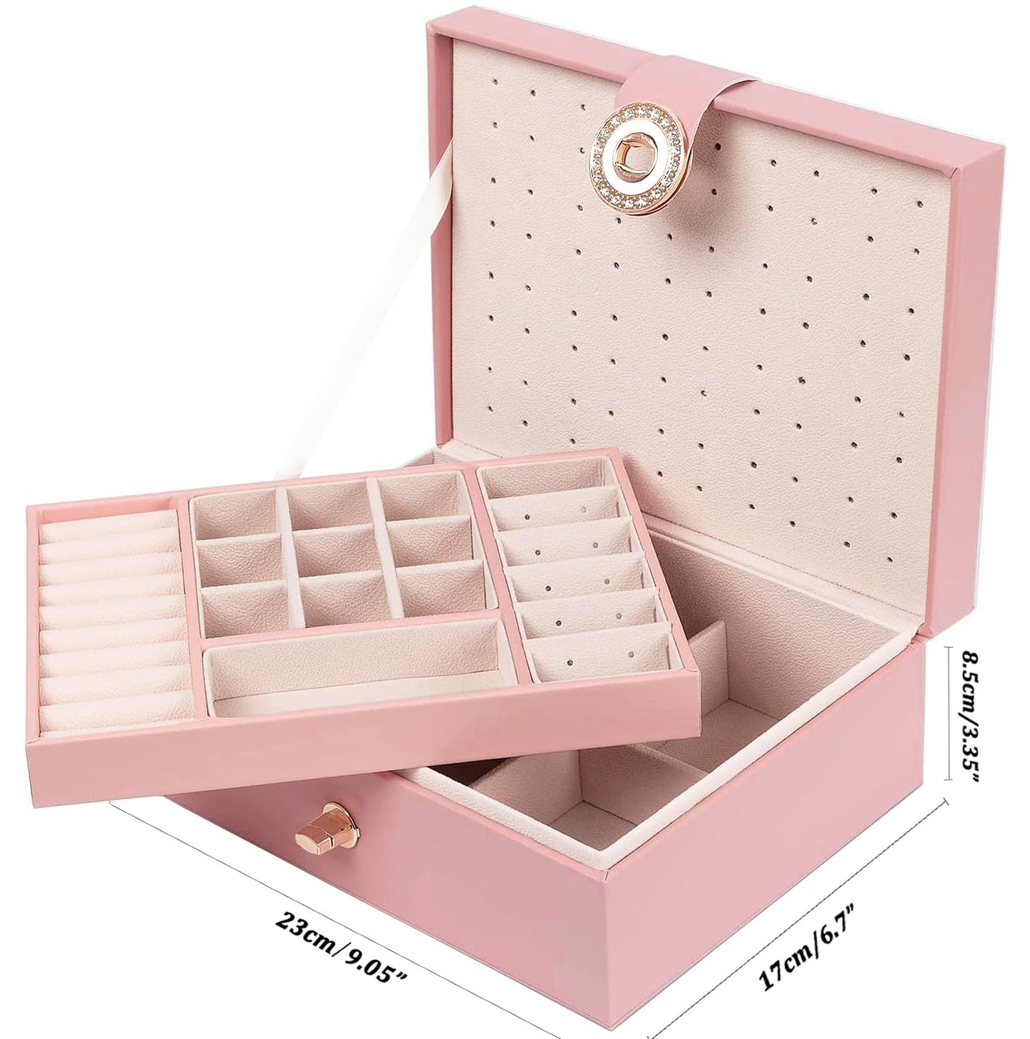 QBestry Girls Jewelry Box Earring Holder Organizer for Girls Earring Organizer Teen Jewelry Box Organizer for Girl Pink jewelry Boxes for Earrings Necklaces Rings Stud Earrings Box Organizers Teens
