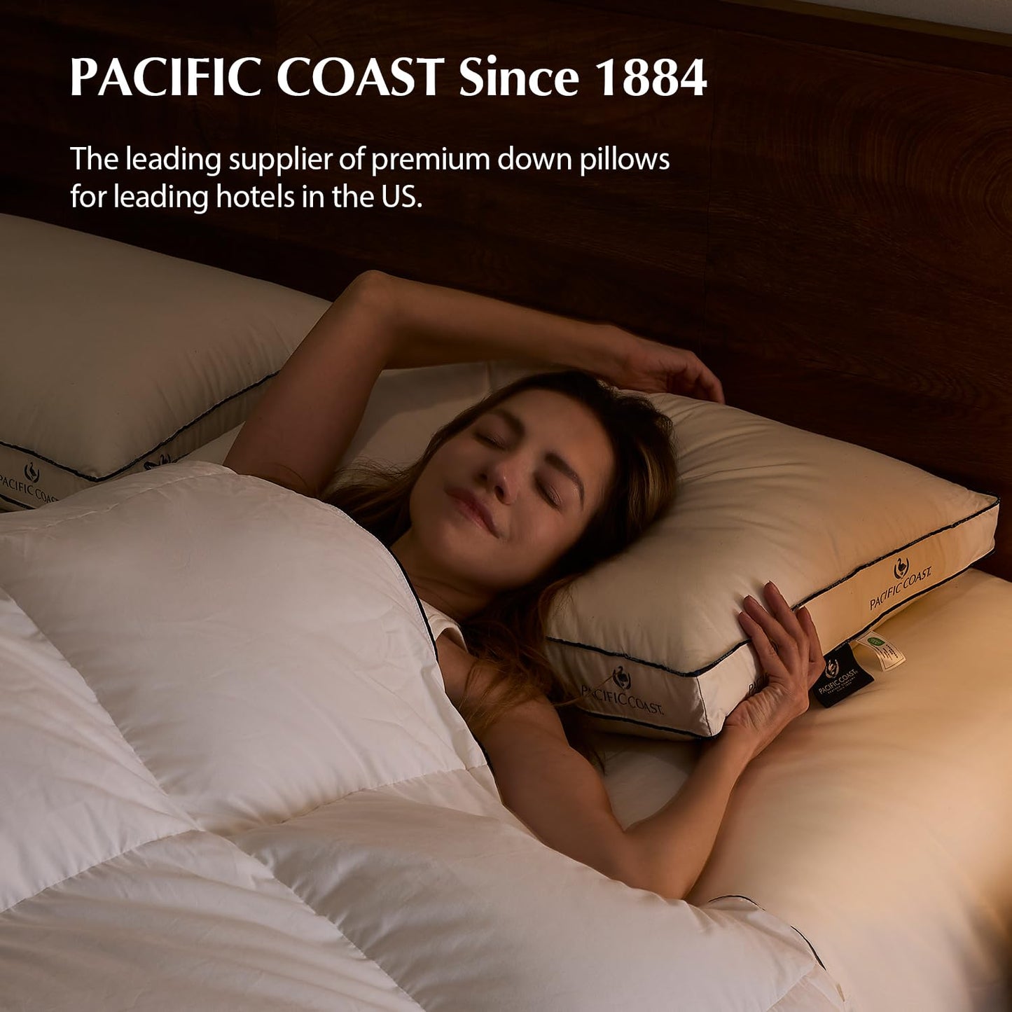 Pacific Coast Goose Feather and Down Bed Pillows for Side and Back Sleepers, King Size Set of 2, 100% Organic Cotton Fabric, Firm Pillows, Gusseted Pillows of Hotel Collection