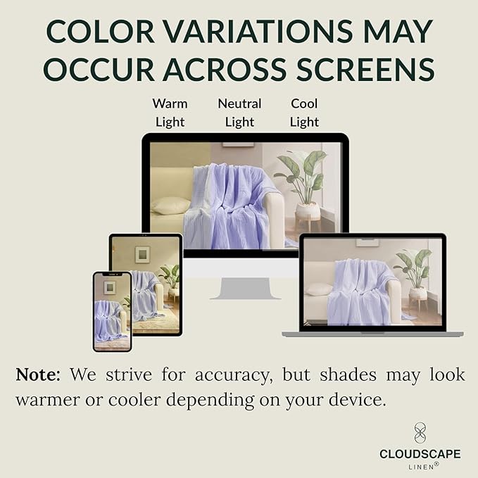 Cloud Scape Linen 8-Layer Muslin Blanket King Size for Adult - 100% Cotton, Breathable and Soft, Perfect Winter Cozy Blanket, Fits up to California King Bed, 92x108, Lavender Blue